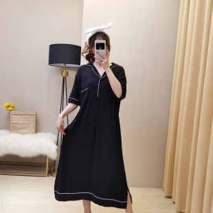 Wholesale women's summer large size short sleeve modal nightgown fat mm loose 200kg outside pajamas home clothes