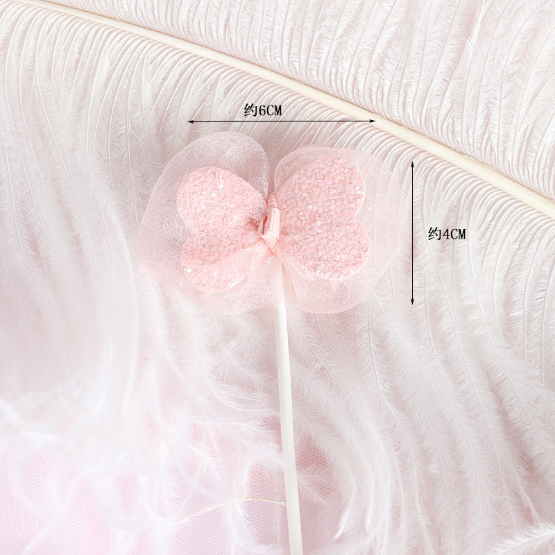 Baking Cake Decoration ins Style Small Fresh and MengMeng Rabbit Ear hb Mesh Bow Plug-in Birthday Cake Plug-in
