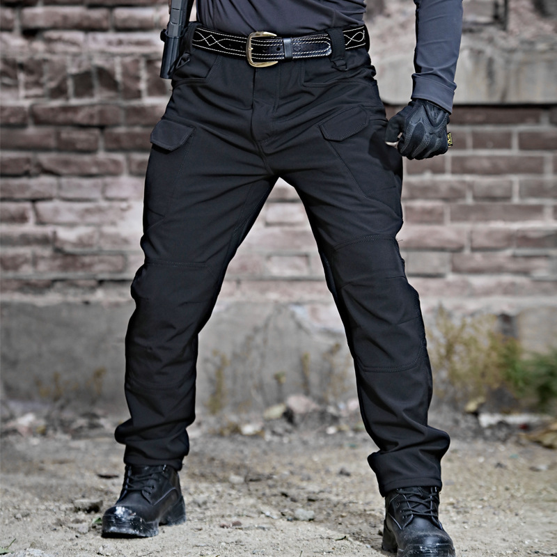 Autumn and Winter X7 Outdoor Softshell Tactical Pants for Men, Fleece-Lined Warm Casual Work Pants, Thickened Hiking Pants