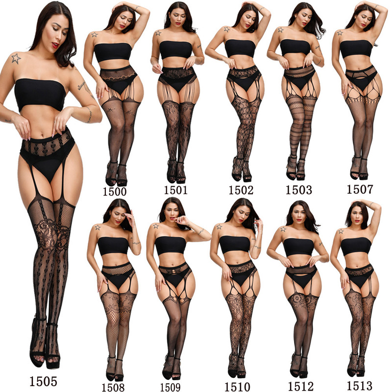 New garter suit lace non-slip sexy long tube suspender stockings net stockings European and American sexy underwear plus size