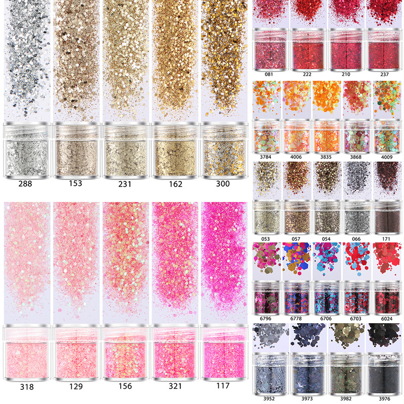 Nail art sequins glitter powder ultra-fine glitter powder flowing hemp drop glue wearing nail material cross-border nail polish glue jewelry set