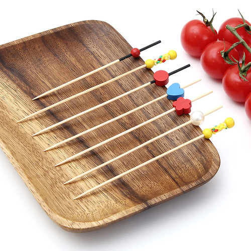 Wholesale fruit picks, 100 pieces, bamboo colorful decorative picks, cocktail picks, hotel bar disposable fruit forks
