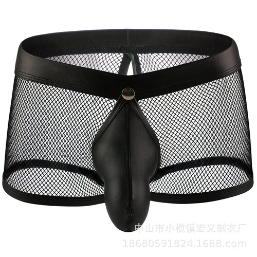Men's Sexy Boxer Briefs Gladiator Mesh Breathable Sexy Open File Hollow Hair Delivery