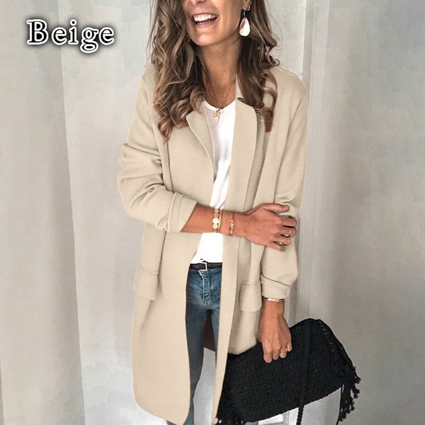 Saco Blazer para Mujer de Poliéster, Manga Larga con Cuello de Traje, para Otoño e Invierno