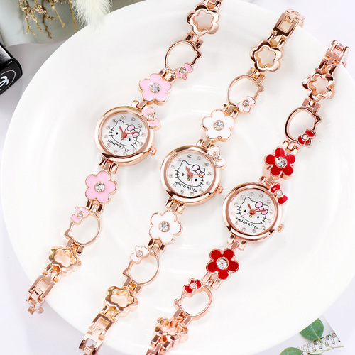 New fashion kt cat primary school children ladies watch children's watch baby quartz electronic watch catcher doll