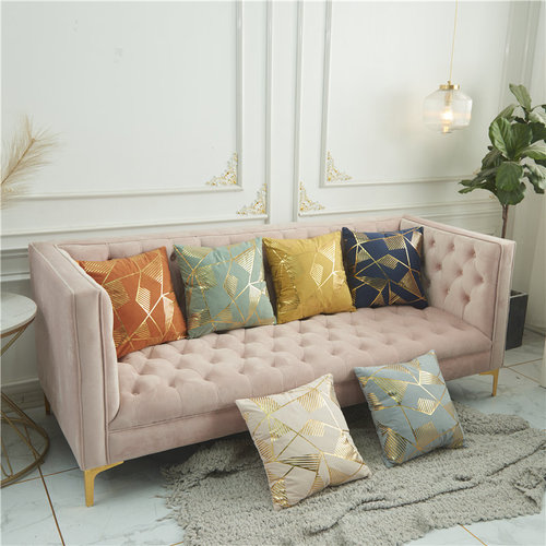 Direct selling home pillow cover, lamb velvet geometric bronzing pillow cover, multi-color optional Morandi color cushion cover
