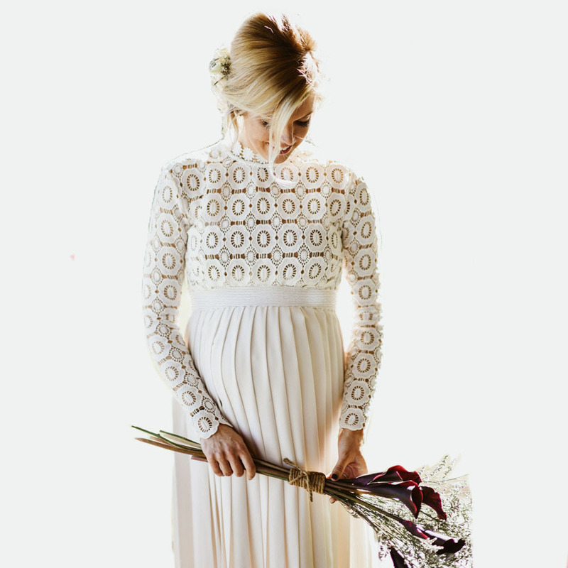 European and American Women's Lace Stitching Korean Hemp Pregnant Women's Dresses Long Sleeve Split Photographic Company Long Dress 1941 European and American Women's Lace Stitching Korean Hemp Pregnant Women's Dresses Long Sleeve Split Photographic Company Long Dress 1941