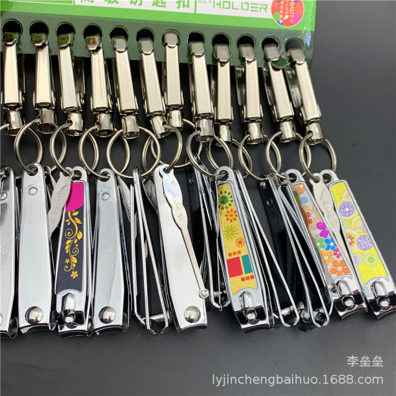 Nail Clippers keychain ear spoon three-piece set of high-quality alloy keychain key ring two-dollar store supply key chain