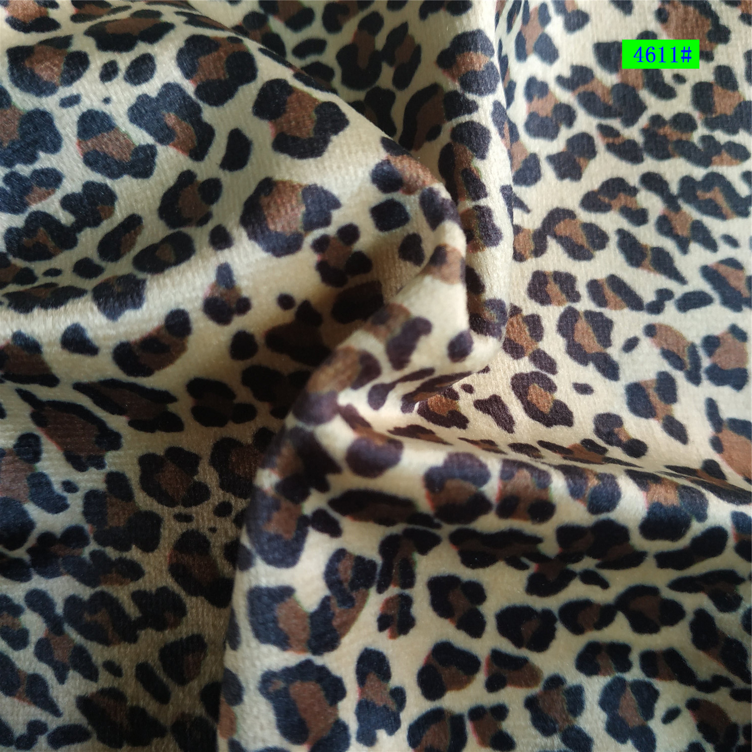 豹纹丽丝绒布料 印花荷兰绒 丽丝绒面料秋冬棉服保暖卫衣面料