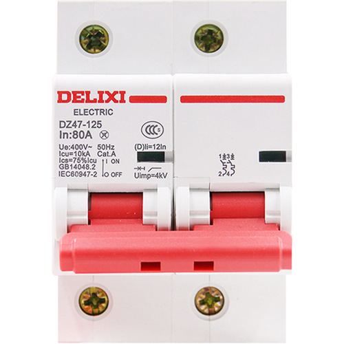 Delixi 100A air switch DZ47 single-phase 2P 80A air switch 125A high power small circuit breaker for home use
