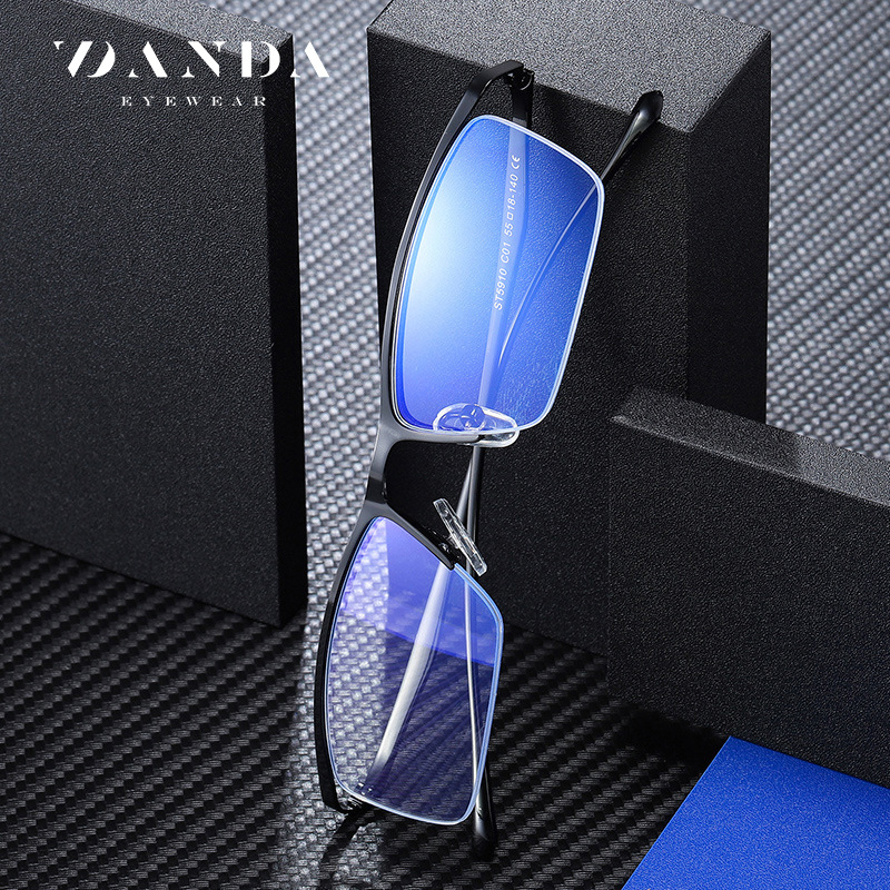 Nuevo anti-azul gafas de luz moda pequeño marco de negocios de protección ocular gafas lisas 5910 gafas de marco de metal en stock al por mayor