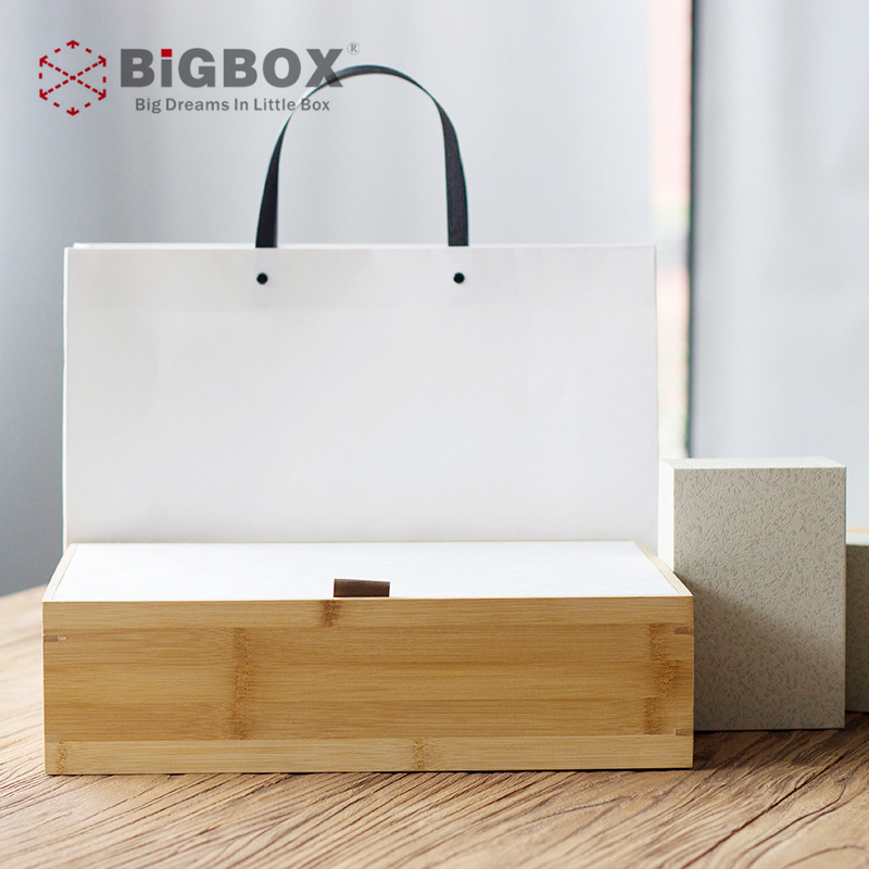 茶叶包装竹底两罐长方盒竹盒  手提礼品盒通用四盒装竹盒茶叶盒