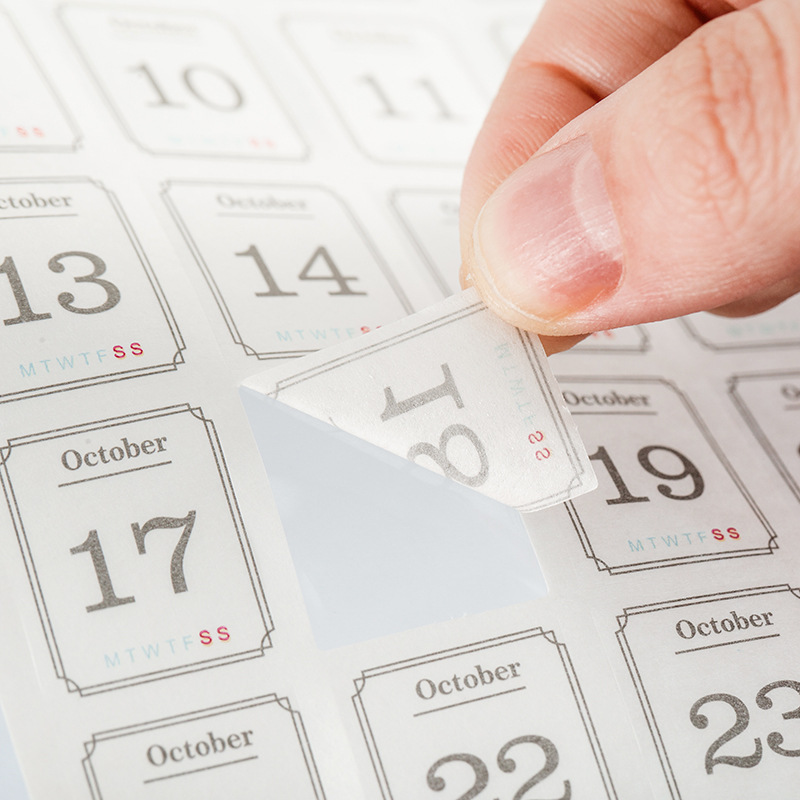 365 días de fecha y papel calendario anual etiqueta pegatinas de fecha calendario perpetuo y papel contabilidad pegatinas diarias