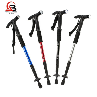 quality goods Jungle Leopard outdoors Mountaineering 9LED4 Curved handle Alpenstock a cane Walking stick LIGHT