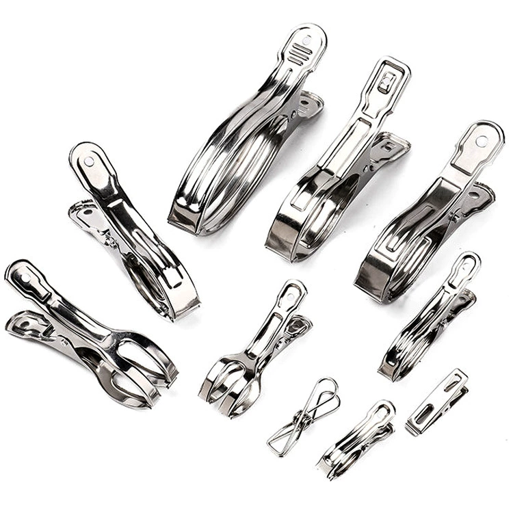 Большие зажимы из нержавеющей стали для сушки белья, ветрозащитные зажимы для хранения и фиксации одежды.