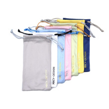 新款绒布印刷眼镜布袋拉绳束口手机充电宝收纳束口袋定制图案logo