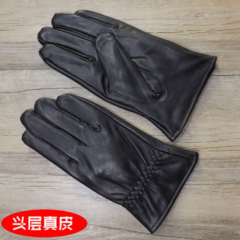 Genuine Leather Gloves for Adult Men in Winter Fleece-Lined Plus Whole Goatskin Cold-Proof Motorcycle Warm Wholesale Cold-Proof Touch Screen
