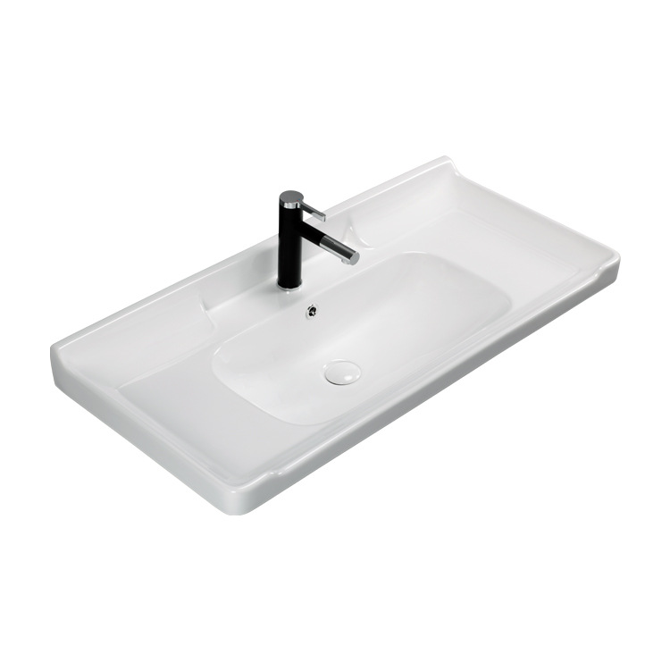 Lavabo de cerámica sobre encimera, lavabo de baño, lavabo de baño, lavabo de lavabo medio de cerámica, lavabo individual para hogares pequeños, lista de ingeniería image 4