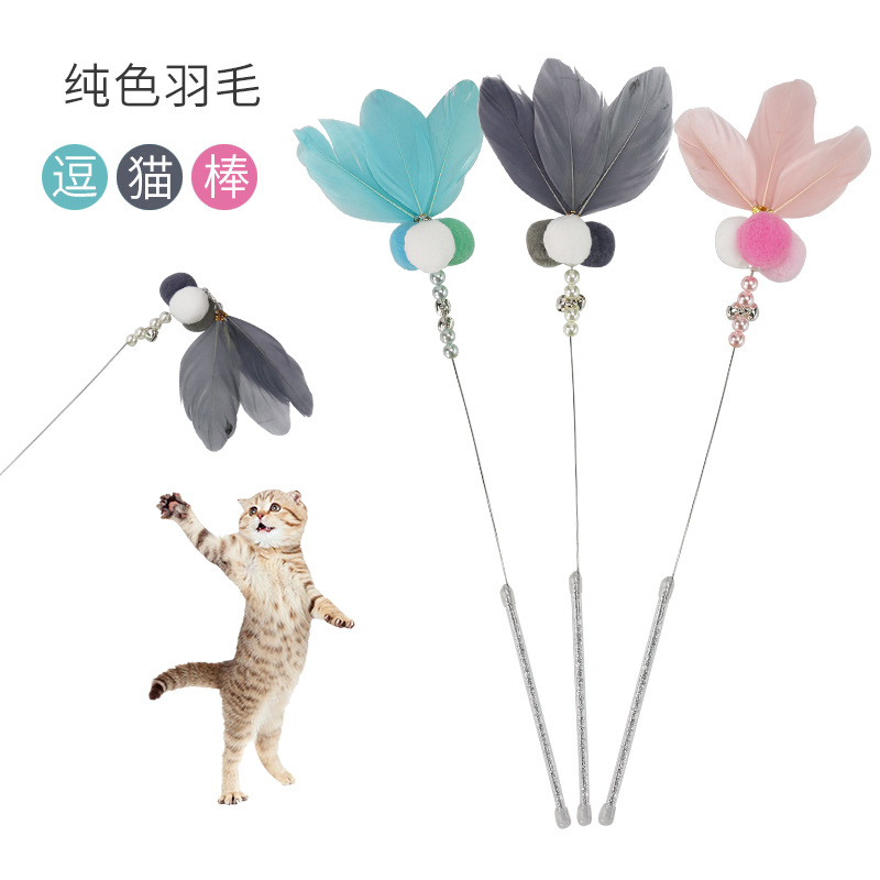Fábrica al por mayor Nueva campana pluma Hada divertido gato palo interactivo pluma divertido gato palo gato juguete divertido gato palo