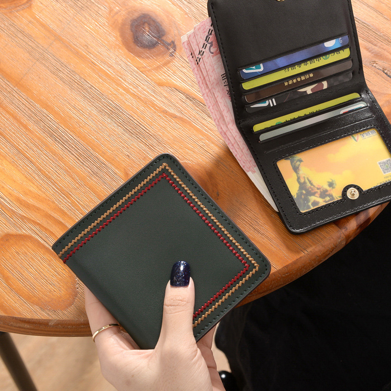 Genuine Leather Wallet Women's Short Style 2025 Ultra-Thin New Big-Name Foldableing Women's Korean Card Holder Small, Fresh and Fashionable