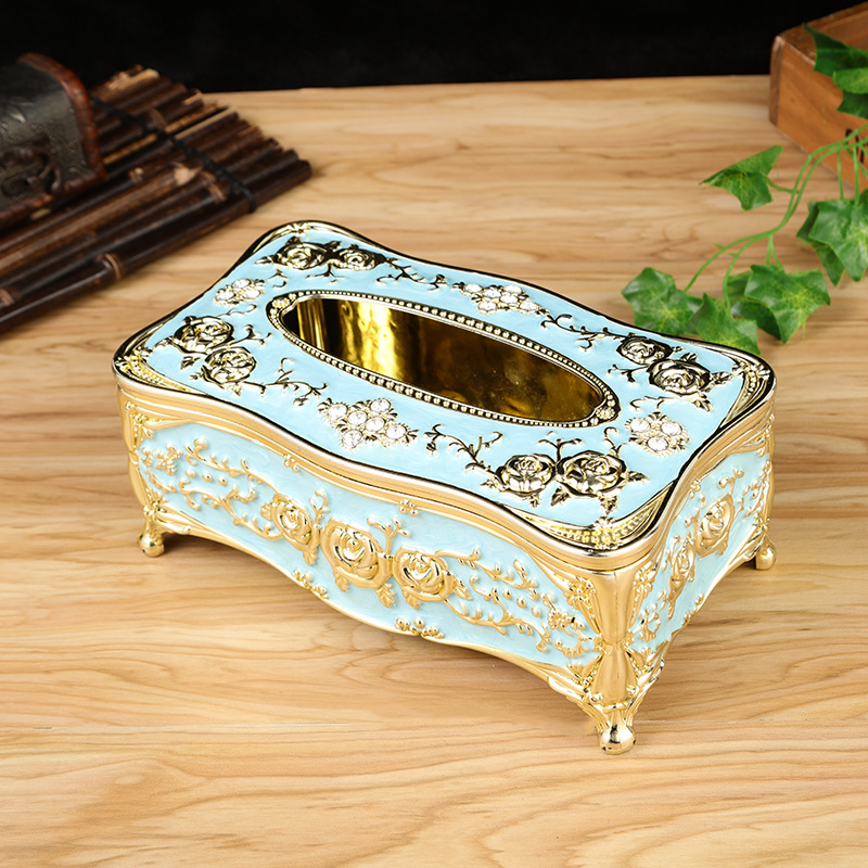 Caja de pañuelos de estilo europeo sala de estar creativa caja de pañuelos de hogar de lujo KTV mesa de café caja de pañuelos simple