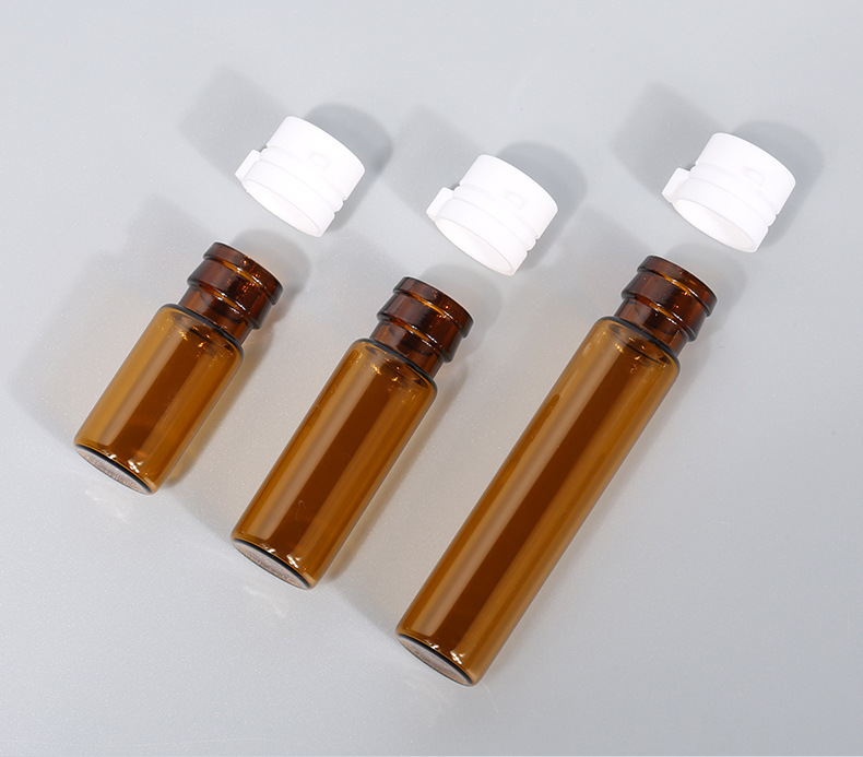 2ml; 평평한 바닥 다크 브라운 병; 유리