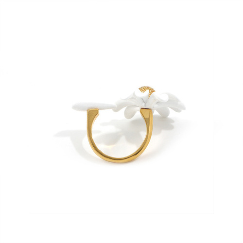 Tiffany's new small daisy ring high temperature paint flower ring women's open adjustable ring delivery