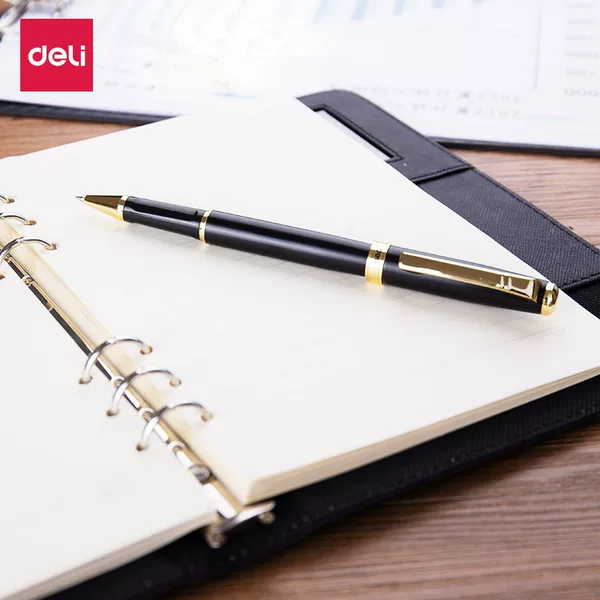 Deli Stationery Wholesale Gel Pens, Metal Carbon Pens, Executive Signature Pens, Office Black Ink Pens, Gift Box Set