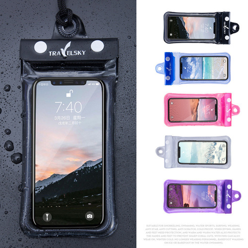 Outdoor Rafting Waterproof Phone Bag Transparent PVC Waterproof Swimming Neck Phone Bag with Touch Screen Protection Cover