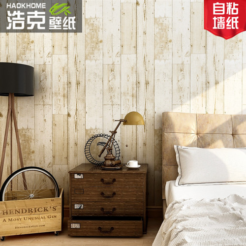 wallpaper3D retro imitation wood grain pvc sticky wallpaper restaurant bedroom decoration background wall dormitory wallpaper
