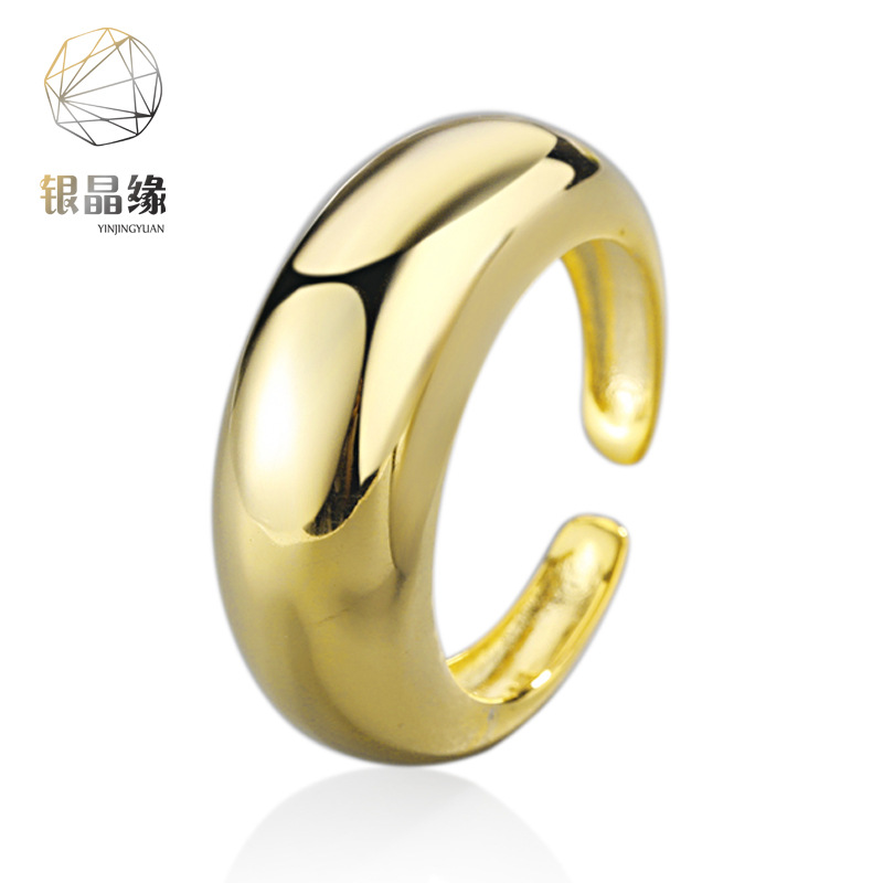 Transfronterizo Amazon europeo y americano ins anillo femenino neto rojo simple de alto grado de viento frío media luna anillo abierto joyería