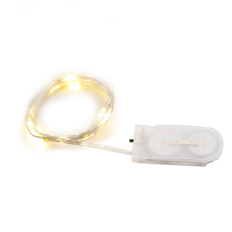 2032 botón luces de cadena de alambre de cobre RGB blanco cálido 1 M caja de batería luces de cadena de alambre de cobre decoración de vacaciones de Navidad estrella luces de colores