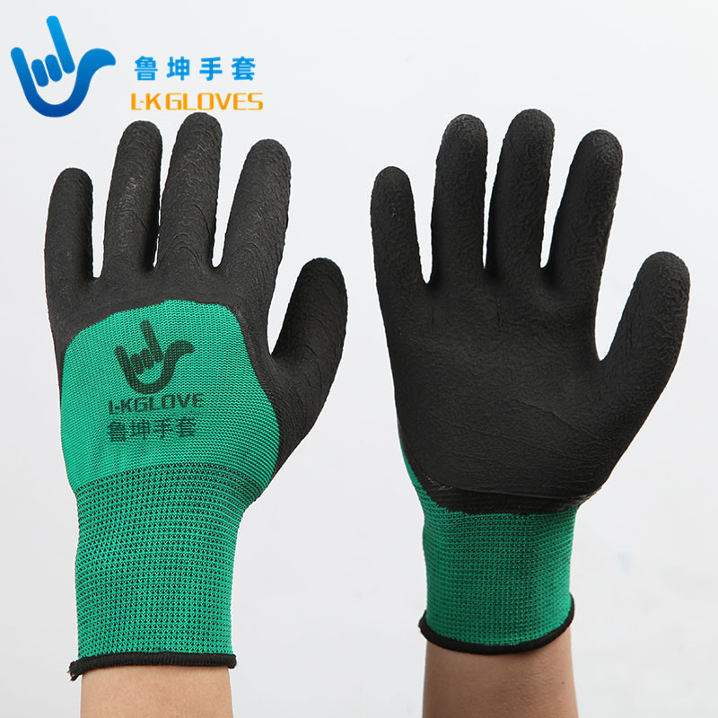 劳保发泡乳胶手套 浸胶防滑发泡建筑工地耐磨手套轻薄透气