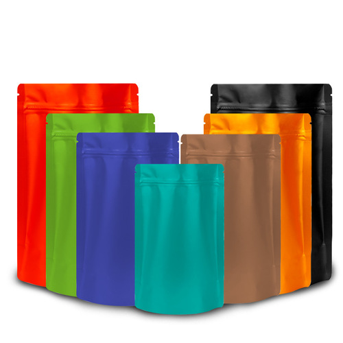 Colorful aluminized bags, self-standing bags, coffee tea ziplock bags, snack food packaging bags, printed matte purple