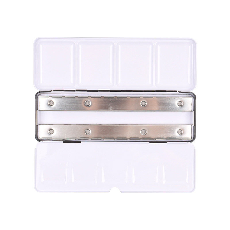 Pintura de acuarela sólida caja vacía negro pesado esmalte pintura de acuarela embalaje caja de hierro a cuadros pequeños 12 colores 24 colores 48 colores