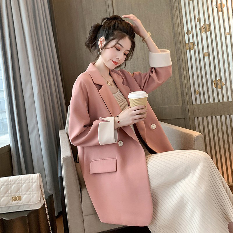 XZ032-Suit Jacket Women's Large Size Women's Small Suit Fat MM200 Jin Pink Loose Suit
