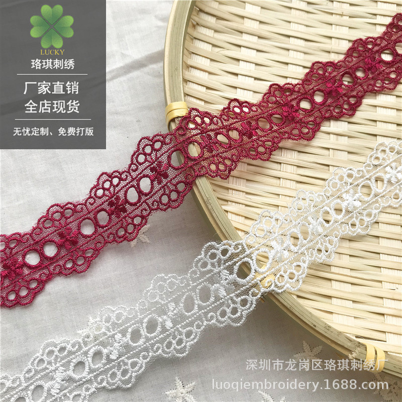 3cm 폭 중공 착용 리본 폴리 에스테르 자수 레이스 원피스 로리타 수제 DIY 보석 속옷 의류 레이스