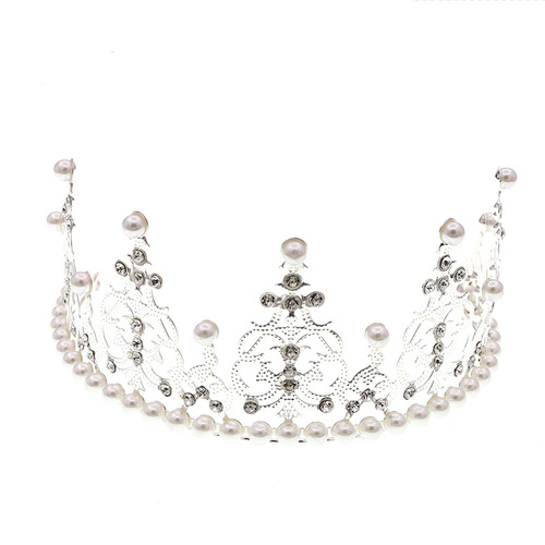 Birthday Baking Accessories Large Crown Flowers Birthday Cake Decoration Highlight Pearl Tiara Hair Accessories Headband