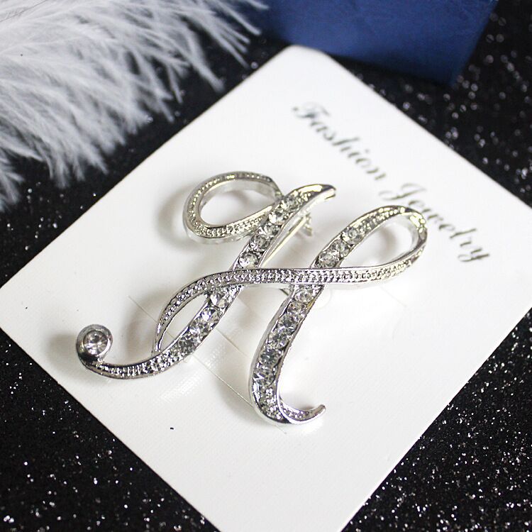 Broche de letras inglesas incrustadas en diamantes deseo Comercio exterior popular broche de metal de todos los partidos collar de la insignia de los hombres hebilla Pin image 6