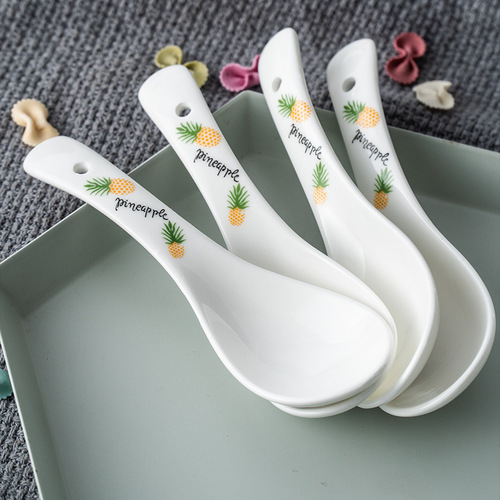 Small spoon ceramic household rice spoon large spoon restaurant porcelain spoon Japanese bone china small spoon creative commercial use