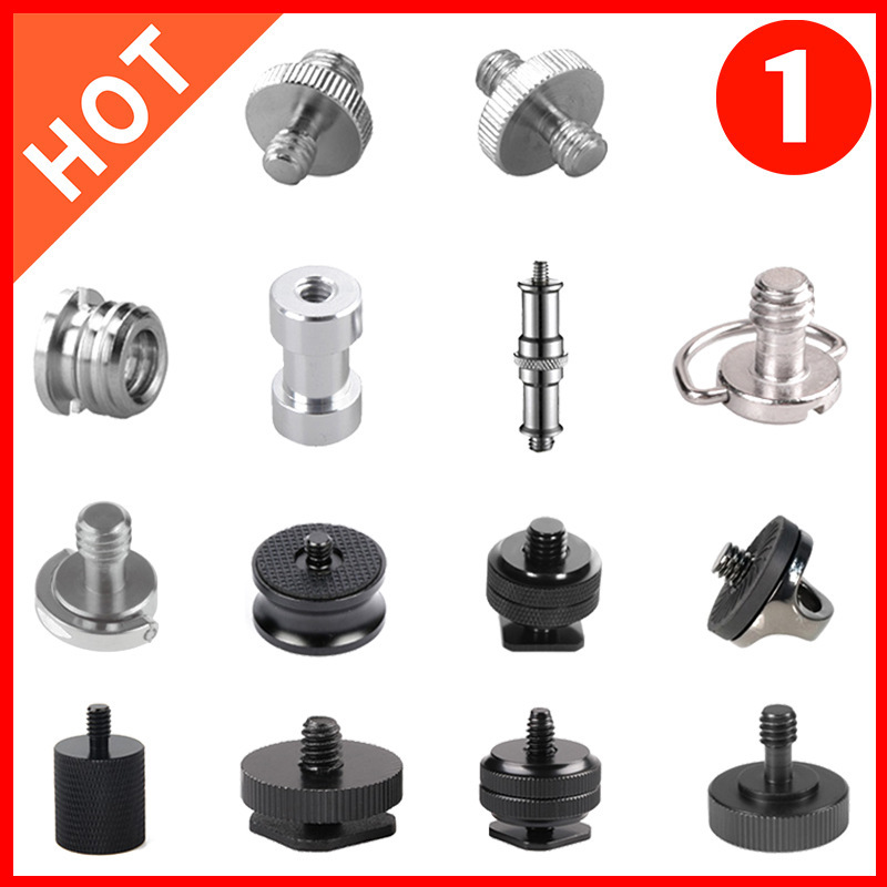Tripod quick-fitting plate screw nut hot shoe lamp holder Interface 1/4 mutual rotation 3/8 microphone 5/8 universal accessories Tripod quick-fitting plate screw nut hot shoe lamp holder Interface 1/4 mutual rotation 3/8 microphone 5/8 universal accessories