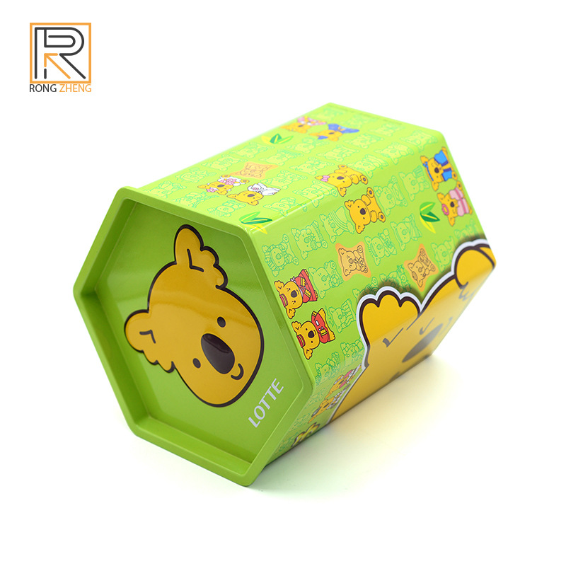 定 制异形六角密封食品包装盒 饼干铁盒 婚庆喜糖罐咖啡罐