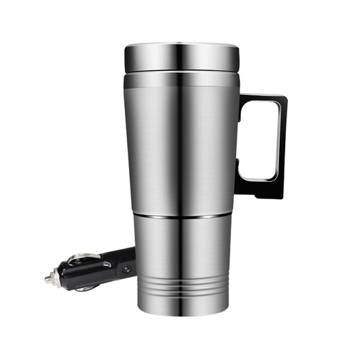 Car electric heating cup stainless steel inner tank heated water cup car water heater thermos cup 12V/24V heated kettle