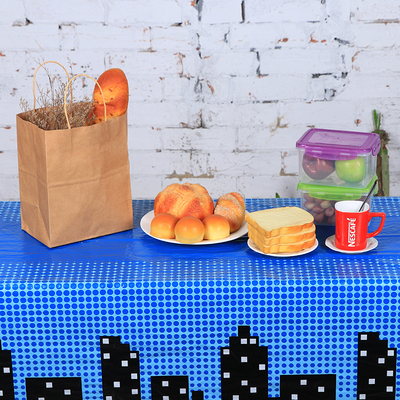 餐桌布生日派对装饰一次性桌布 蓝色圆点PE油纸聚会简易桌布野餐