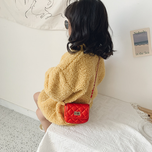 Children's Western style small fragrance style bag fashionable rhombus crossbody bag Korean version girls coin decorative bag shoulder bag