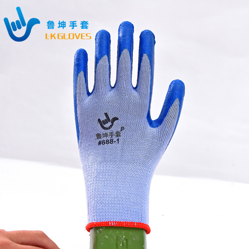 劳保手套耐磨干活乳胶防滑挂胶丁腈手套 黑色皱纹胶作劳保手套