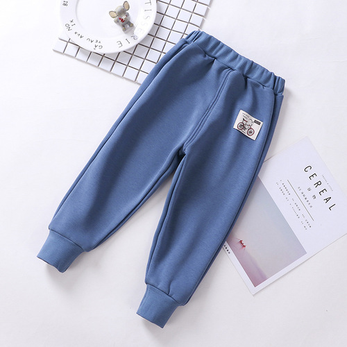 【】Children's velvet thickened casual pants autumn and winter new sports pants for girls, children, and boys' trendy pants