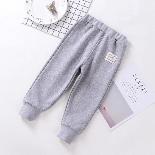 【】Children's velvet thickened casual pants autumn and winter new sports pants for girls, children, and boys' trendy pants