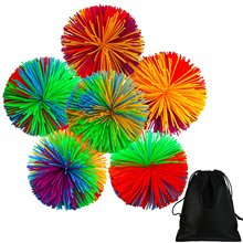 专销亚马逊键子球彩虹色硅胶丝球毛毛球橡皮筋球玩具球学生沙包球