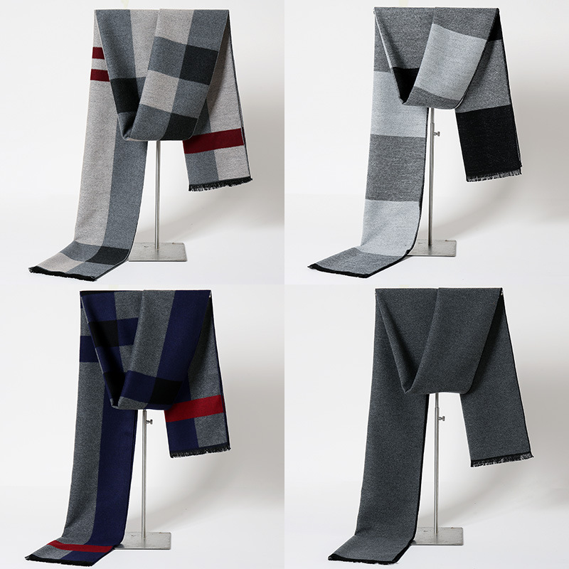 Écharpe décontractée à carreaux simples pour hommes, couleur unie, col chaud, nouvelle collection automne/hiver 2023_voghion.com